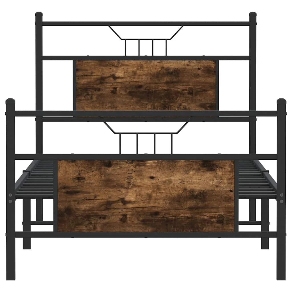 sengeramme 90x190 cm uden madras konstrueret træ røget eg - Image 6