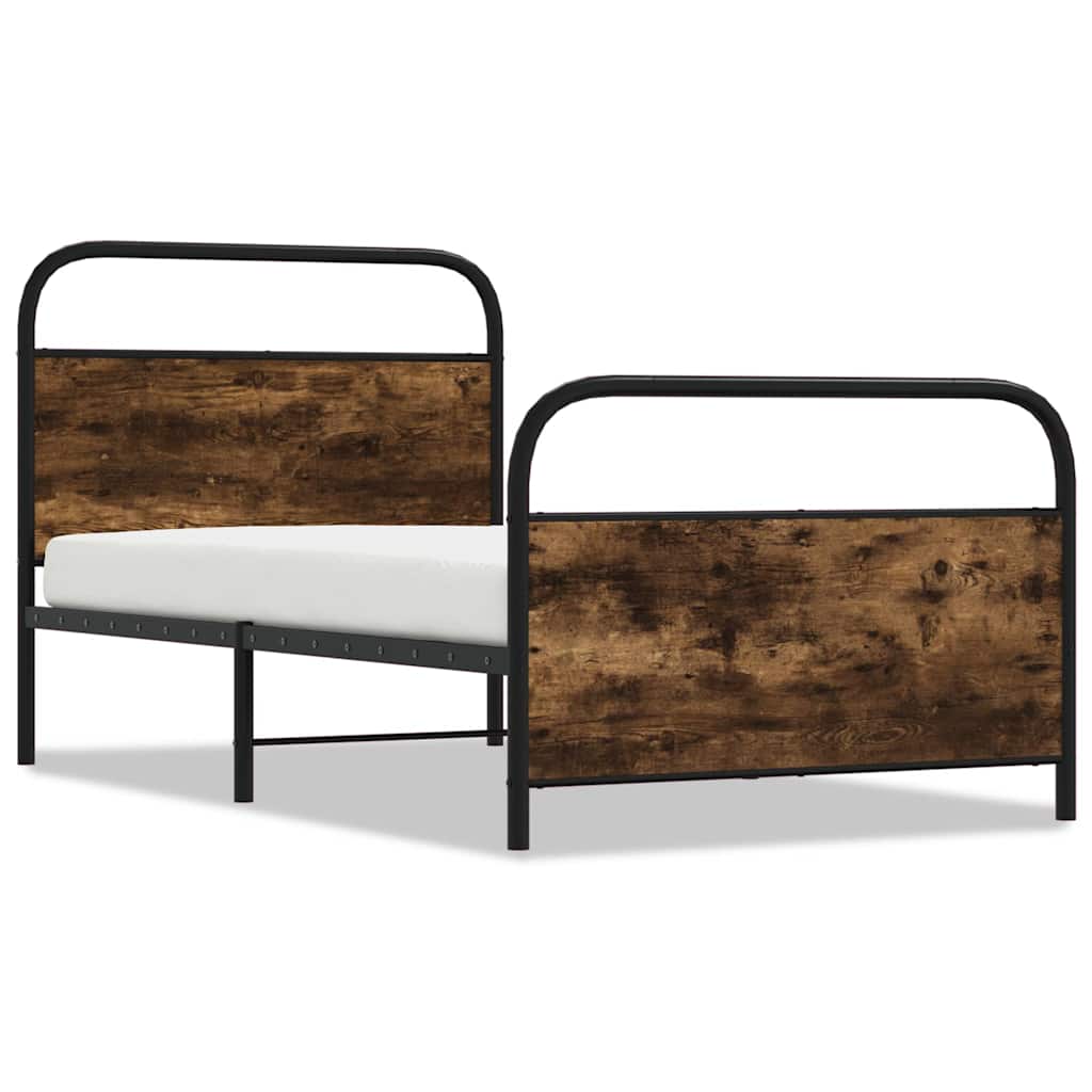 sengeramme 90x190 cm uden madras konstrueret træ røget eg - Image 2