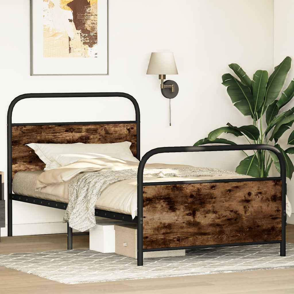 sengeramme 90x190 cm uden madras konstrueret træ røget eg - Image 4
