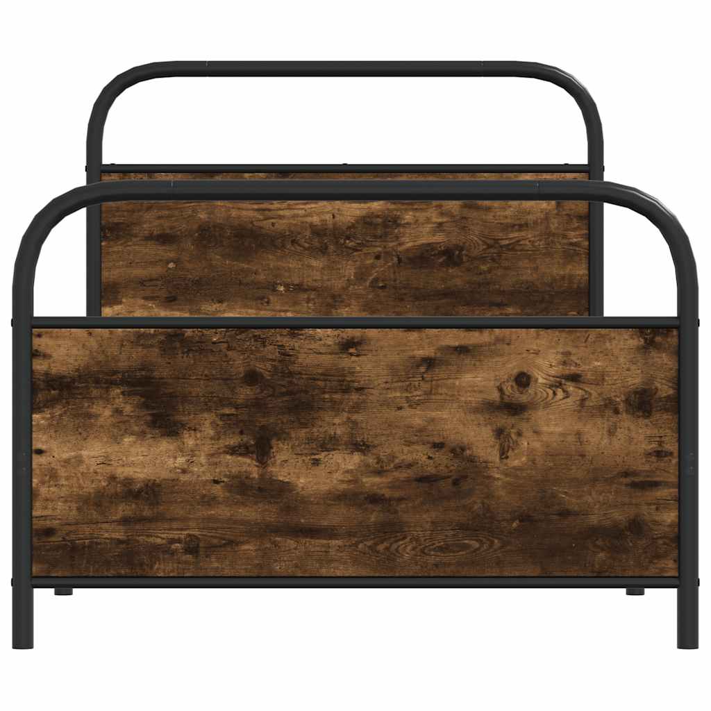 sengeramme 90x190 cm uden madras konstrueret træ røget eg - Image 5