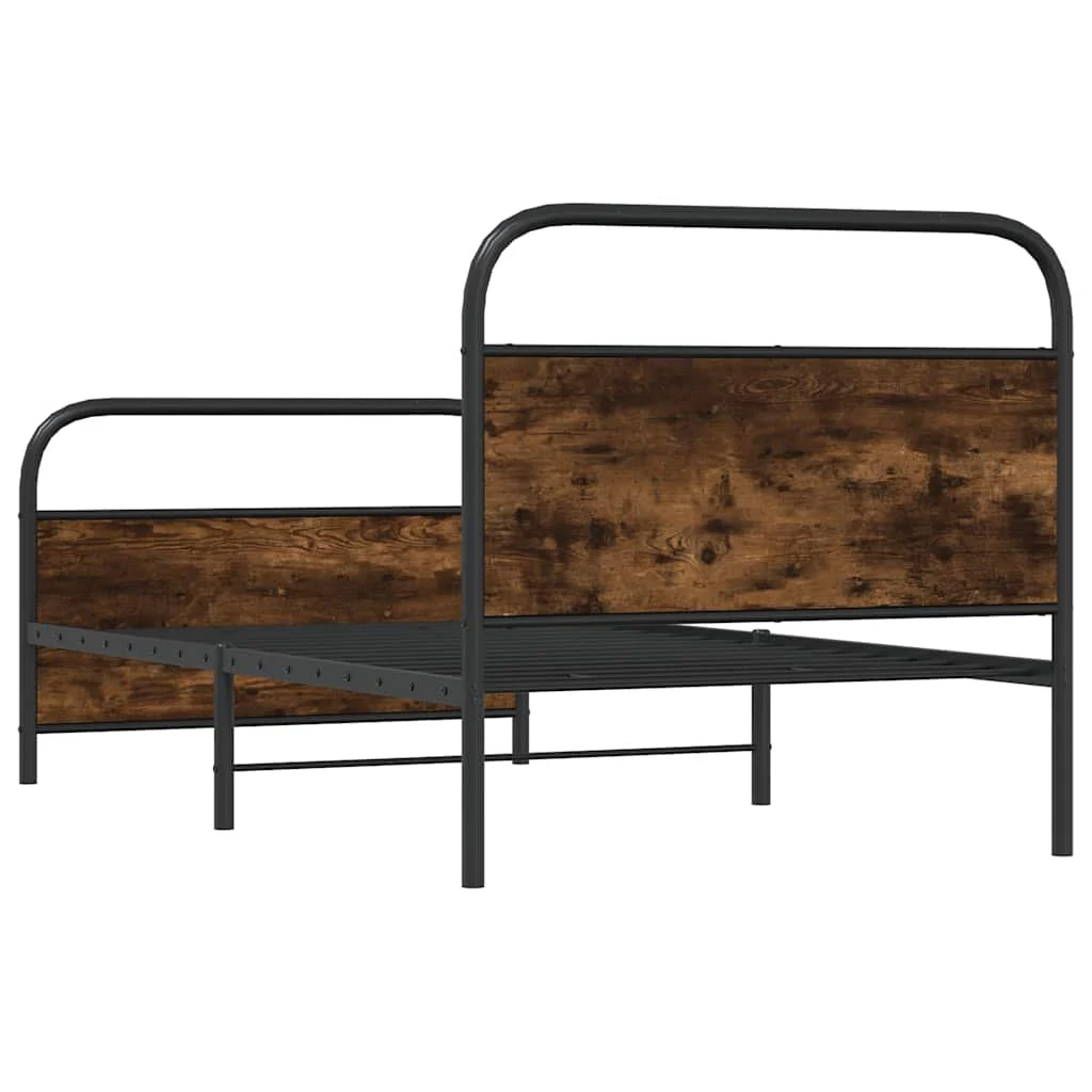 sengeramme 90x190 cm uden madras konstrueret træ røget eg - Image 7