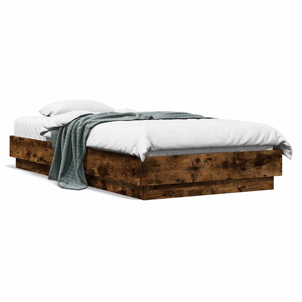 sengeramme 90x190 cm uden madras konstrueret træ røget eg - Image 2