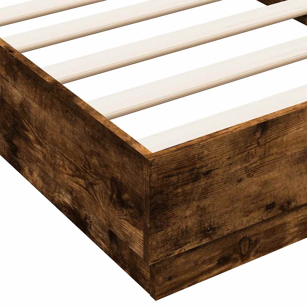 sengeramme 90x190 cm uden madras konstrueret træ røget eg - Image 7