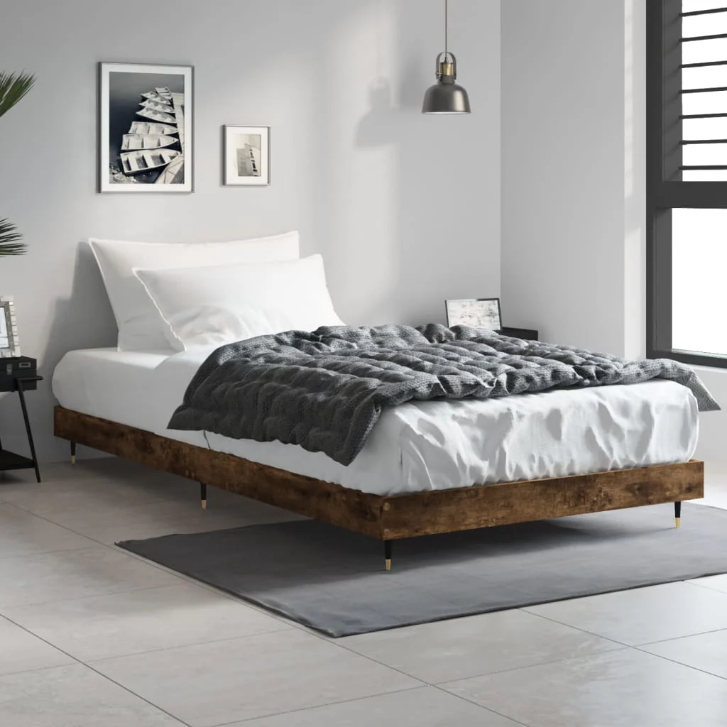 sengeramme 90x190 cm uden madras konstrueret træ røget eg - Image 3