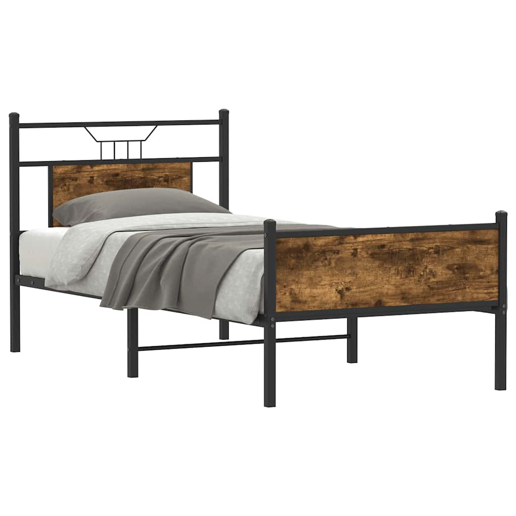 sengeramme 90x190 cm uden madras konstrueret træ røget eg