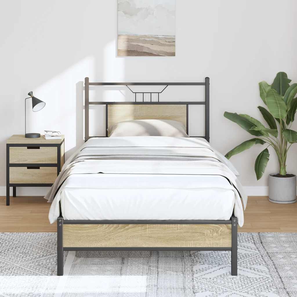 sengeramme 90x190 cm uden madras konstrueret træ sonoma-eg
