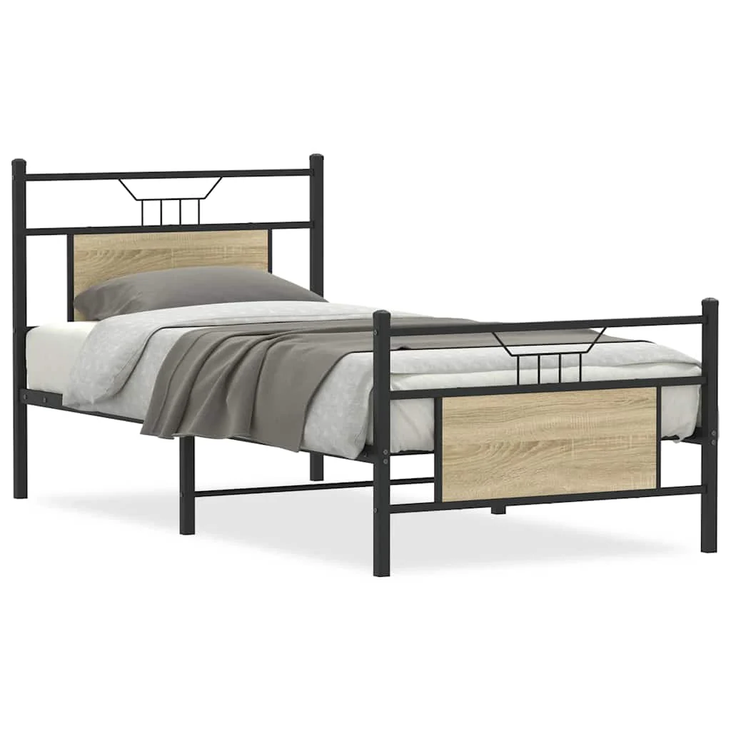sengeramme 90x190 cm uden madras konstrueret træ sonoma-eg - Image 2