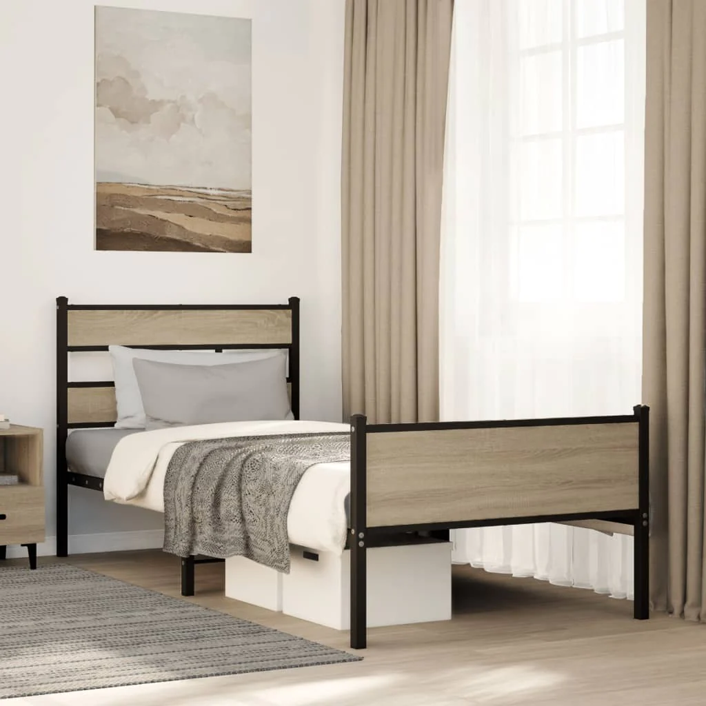 sengeramme 90x190 cm uden madras konstrueret træ sonoma-eg