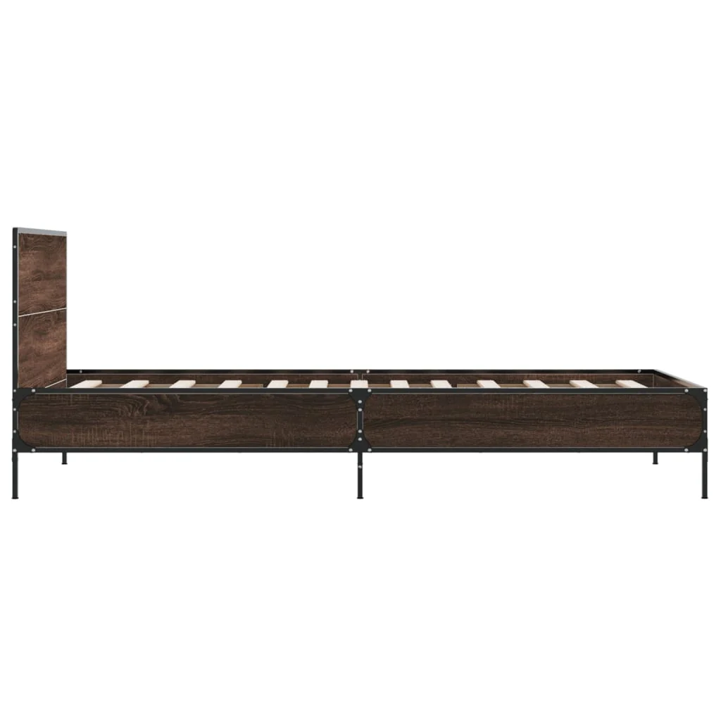 sengeramme 90x200 cm konstrueret træ og metal brun egetræsfarve - Image 5