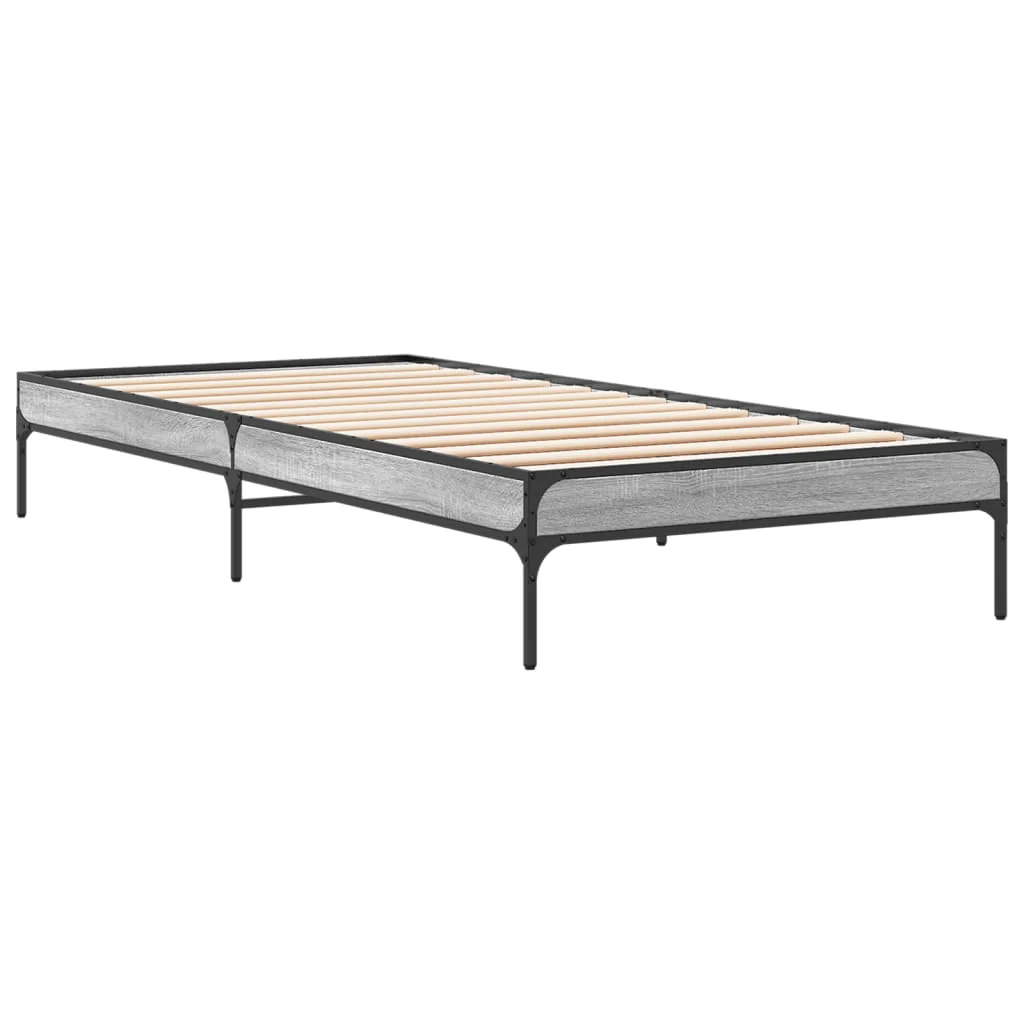 sengeramme 90x200 cm konstrueret træ og metal grå sonoma-eg - Image 3