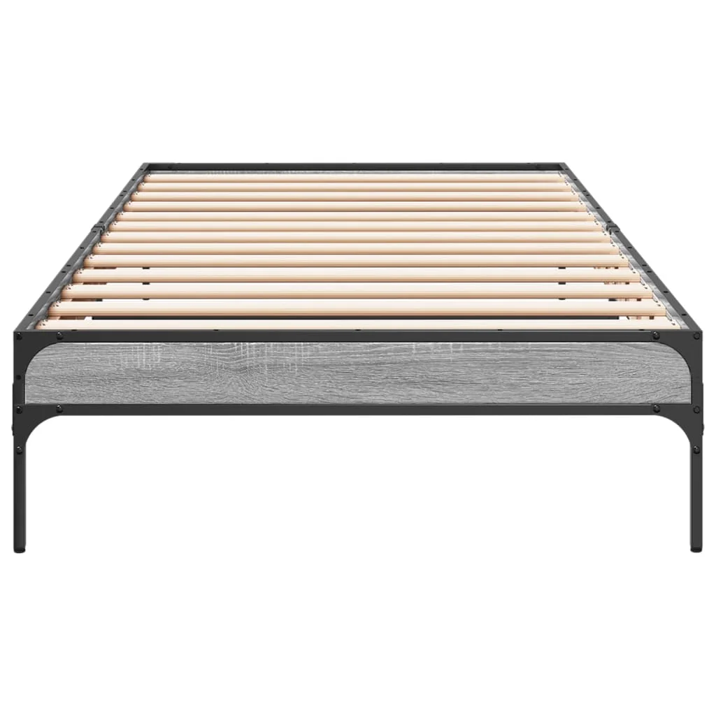 sengeramme 90x200 cm konstrueret træ og metal grå sonoma-eg - Image 4