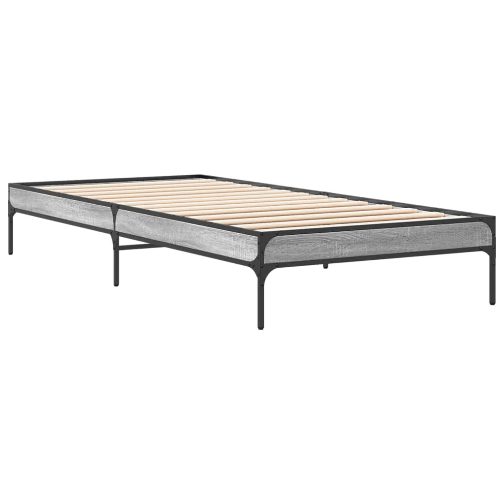 sengeramme 90x200 cm konstrueret træ og metal grå sonoma-eg - Image 6