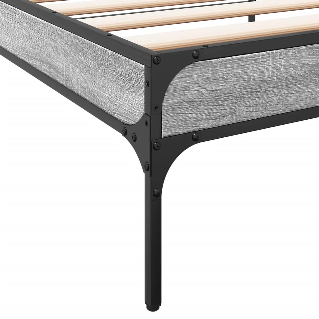 sengeramme 90x200 cm konstrueret træ og metal grå sonoma-eg - Image 7
