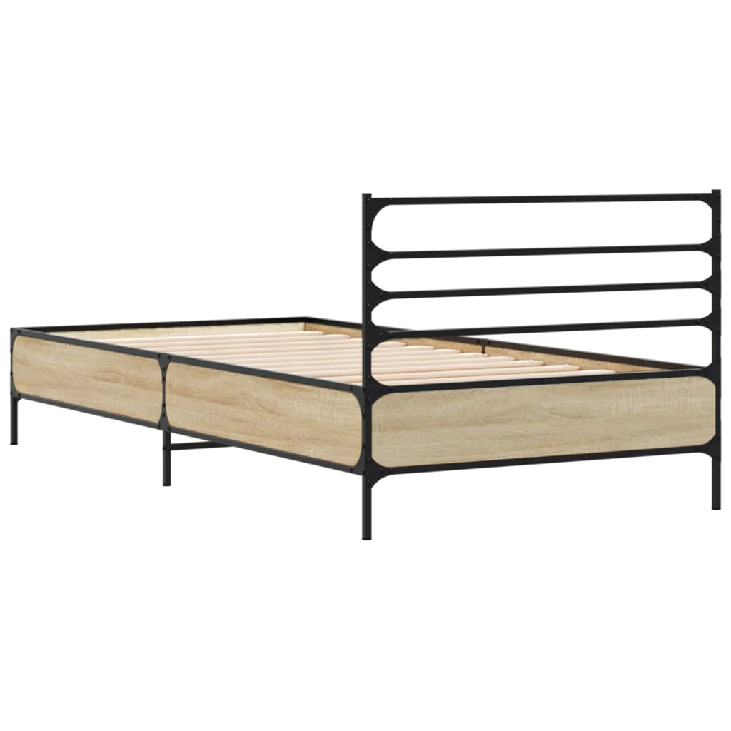 sengeramme 90x200 cm konstrueret træ og metal sonoma-eg - Image 6