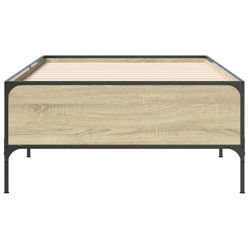 sengeramme 90x200 cm konstrueret træ og metal sonoma-eg - Image 4