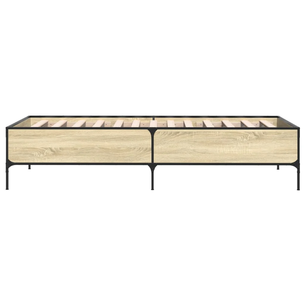 sengeramme 90x200 cm konstrueret træ og metal sonoma-eg - Image 5