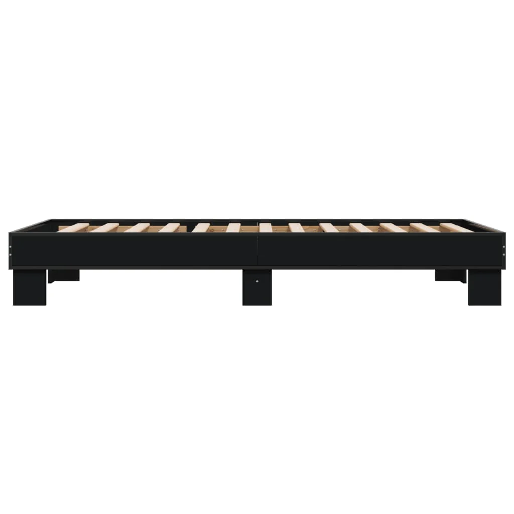 sengeramme 90x200 cm konstrueret træ og metal sort - Image 5