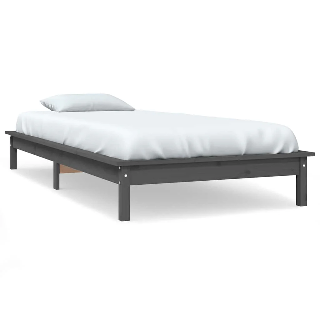 sengeramme 90x200 cm massivt fyrretræ grå - Image 2