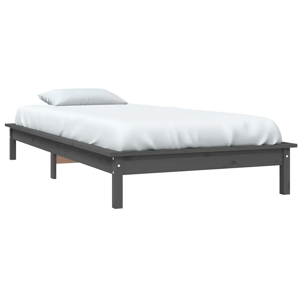 sengeramme 90x200 cm massivt fyrretræ grå - Image 3