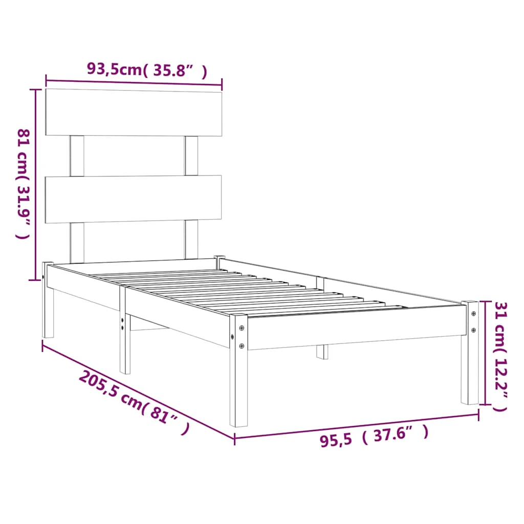sengeramme 90x200 cm massivt træ - Image 6