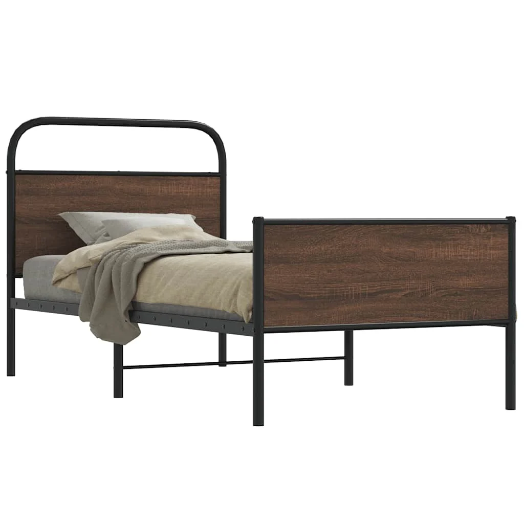 sengeramme 90x200 cm uden madras konstrueret træ brunt eg