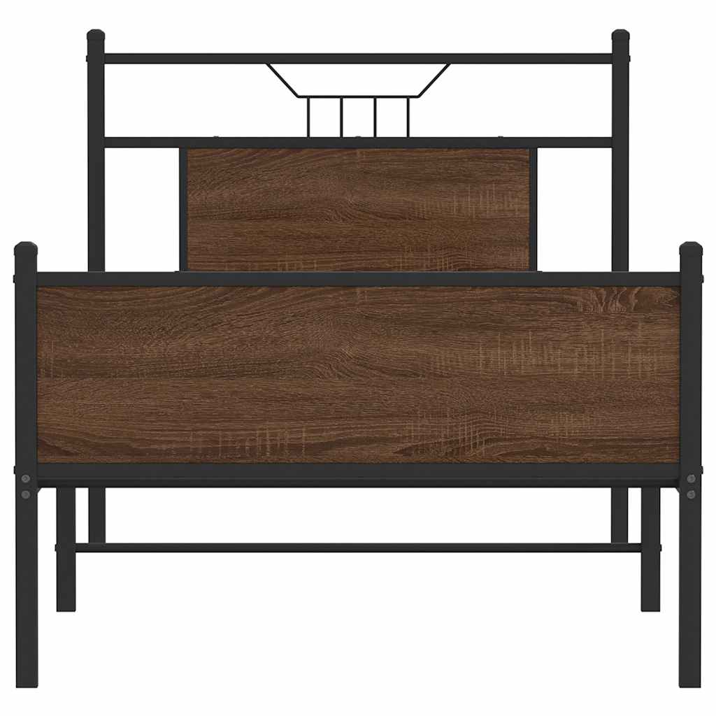 sengeramme 90x200 cm uden madras konstrueret træ brunt eg - Image 6