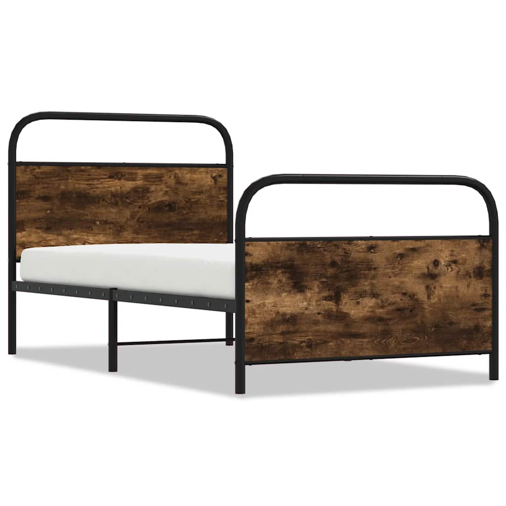 sengeramme 90x200 cm uden madras konstrueret træ røget eg - Image 2