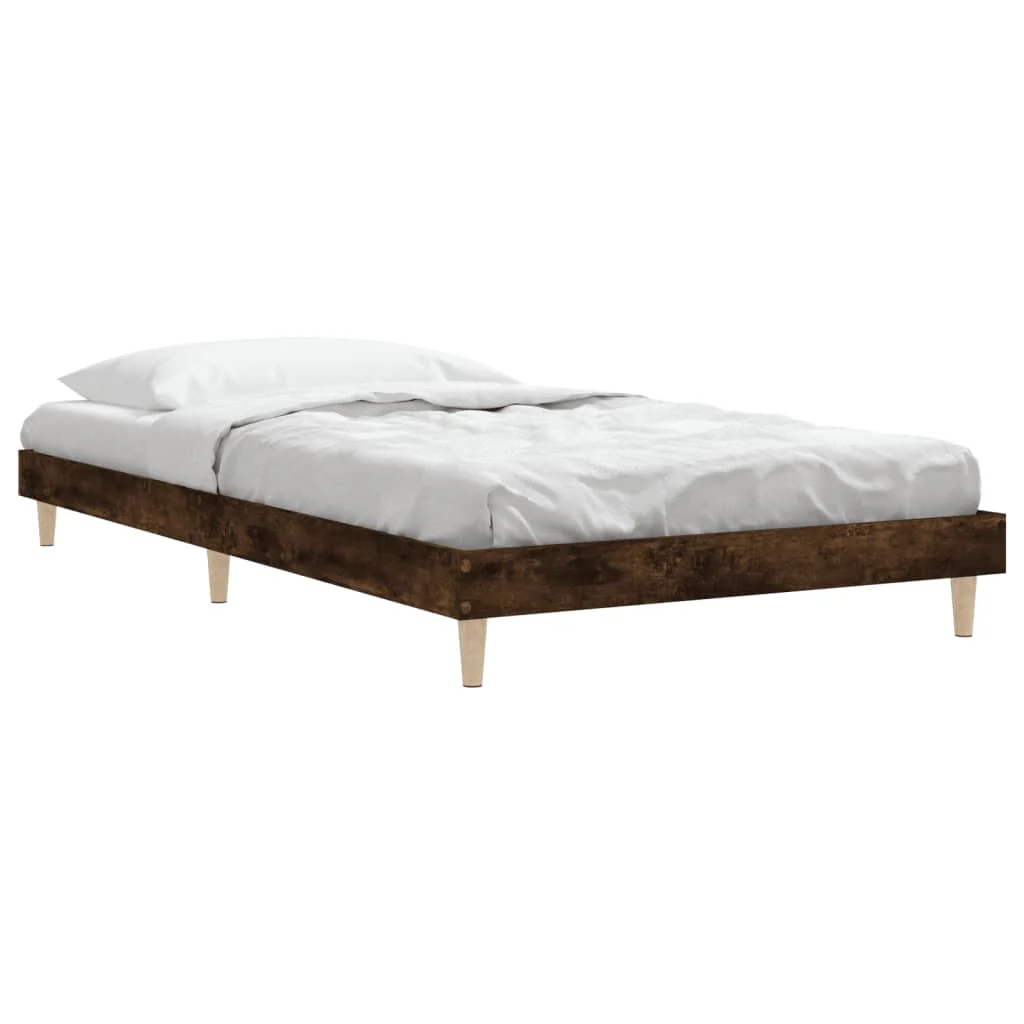 sengeramme 90x200 cm uden madras konstrueret træ røget eg - Image 5
