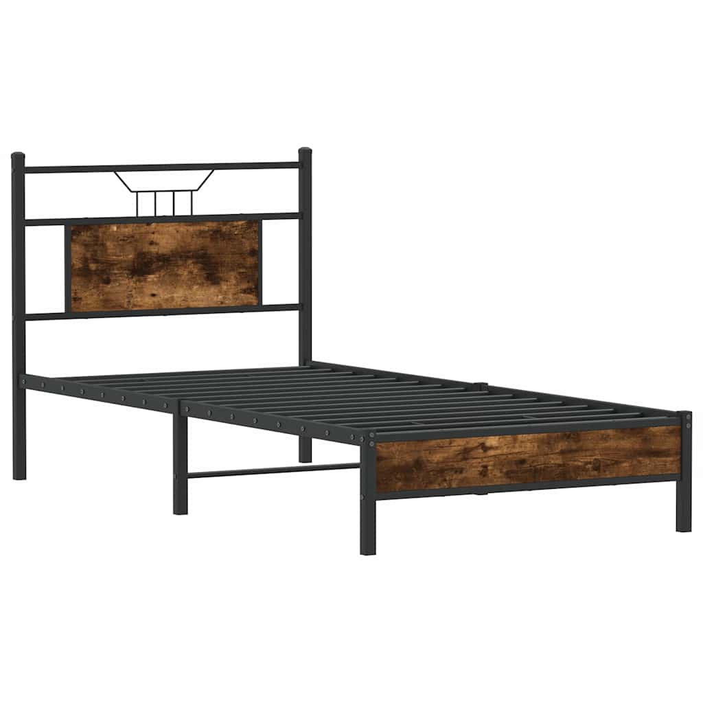 sengeramme 90x200 cm uden madras konstrueret træ røget eg - Image 5