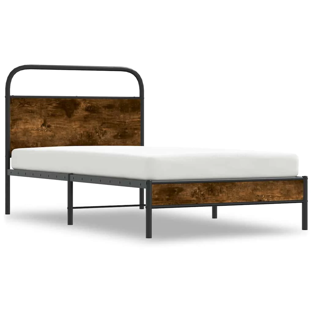 sengeramme 90x200 cm uden madras konstrueret træ røget eg - Image 3