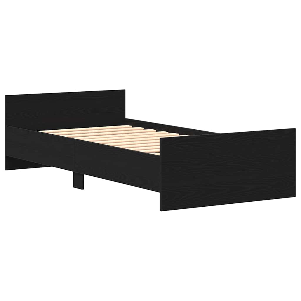 sengeramme 90x200 cm uden madras konstrueret træ sort eg - Image 4