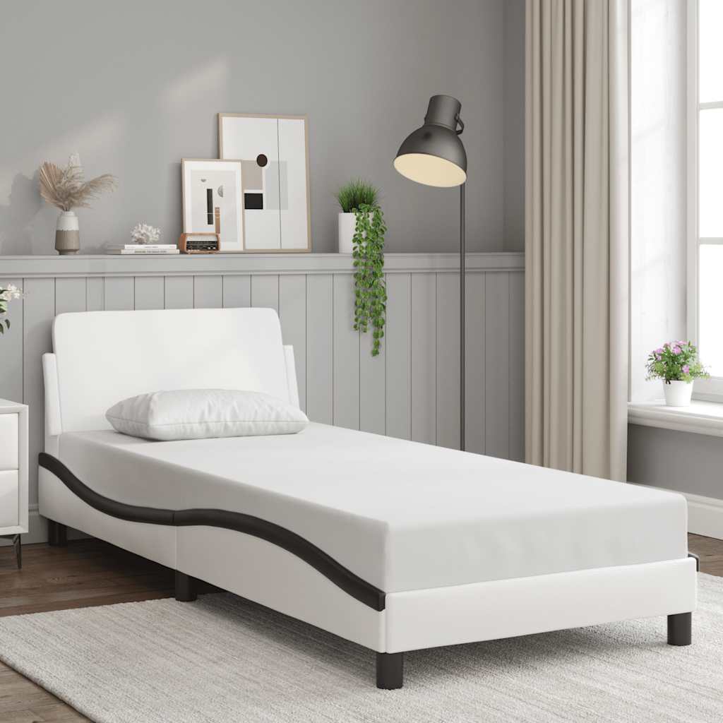 sengeramme Dover 80x200 cm kunstlæder hvid og sort