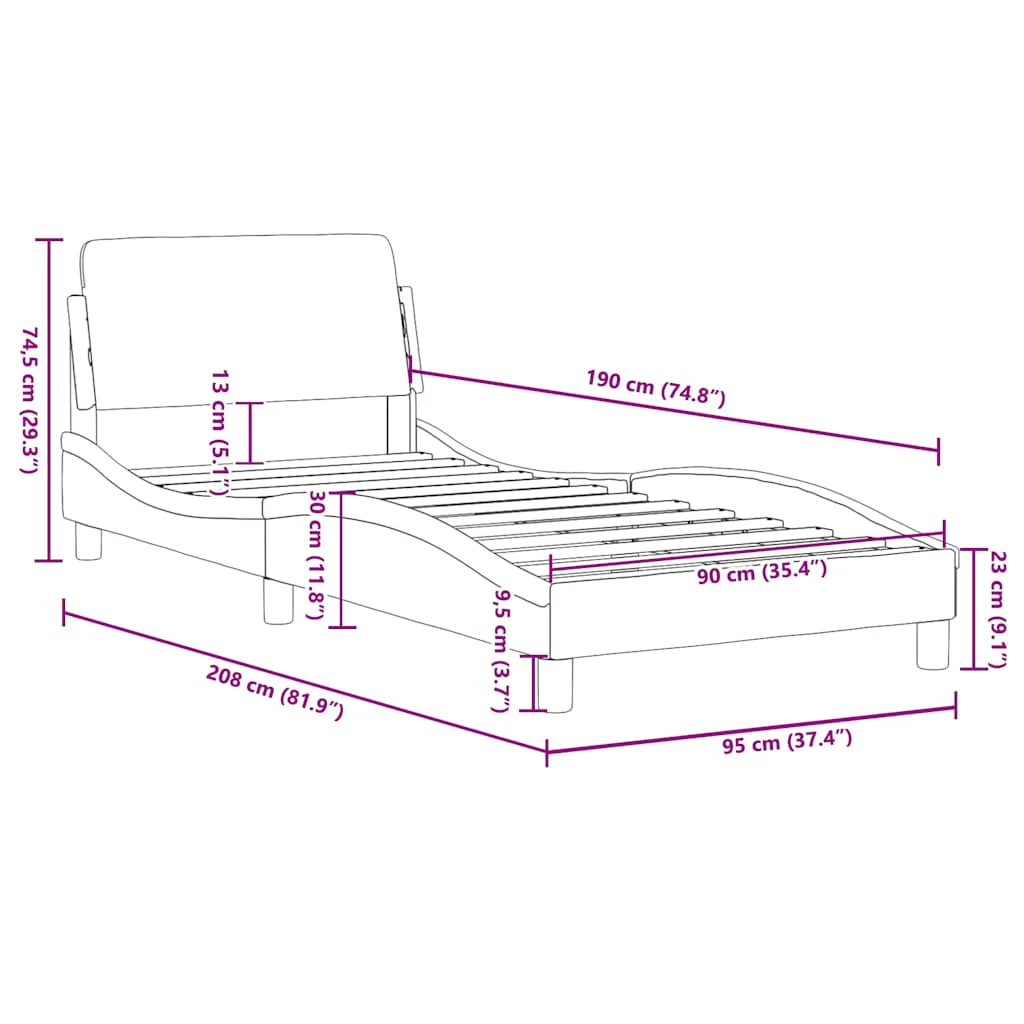 sengeramme Dover 90x190 cm kunstlæder brun - Image 8
