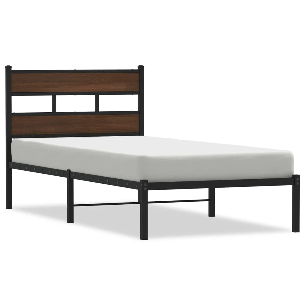 sengeramme m. sengegavl 75x190 cm uden madras brun egetræsfarve - Image 2