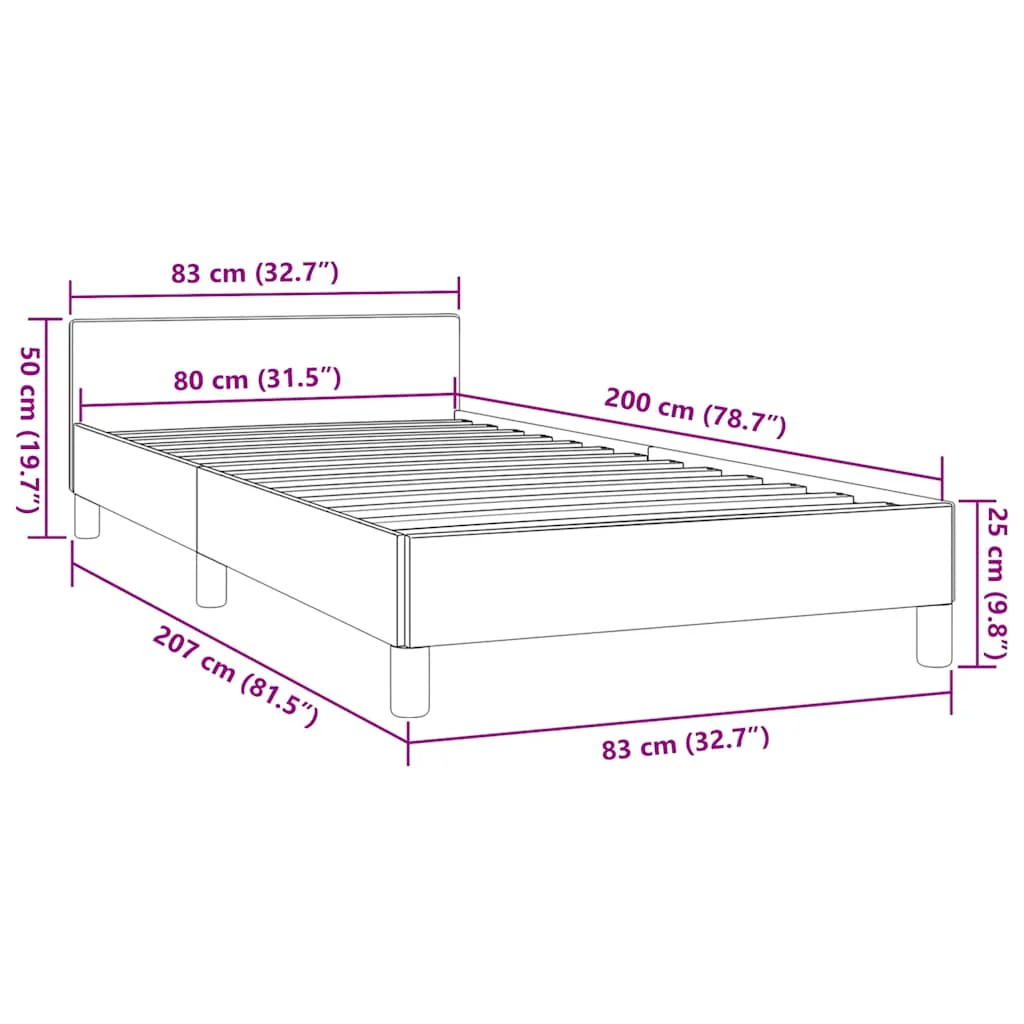Sengeramme med hovedgærde uden madras Blå 80x200 cm Stof - Image 8