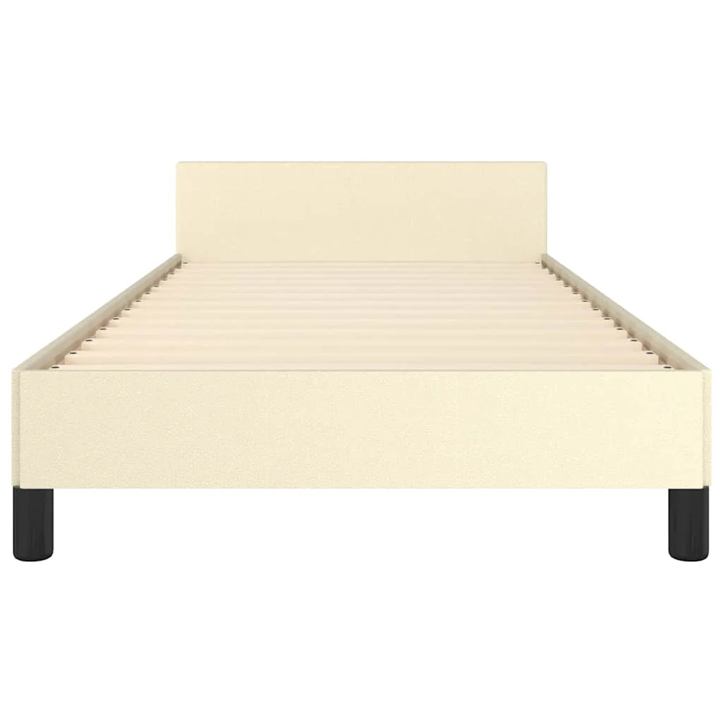 Sengeramme med hovedgærde uden madras Creme 80x200 cm - Image 5