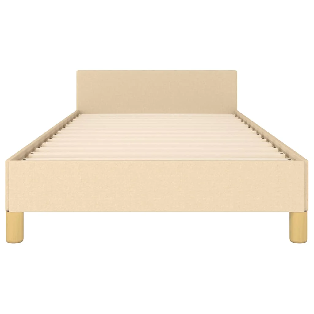 Sengeramme med hovedgærde uden madras Creme 80x200 cm Stof - Image 5