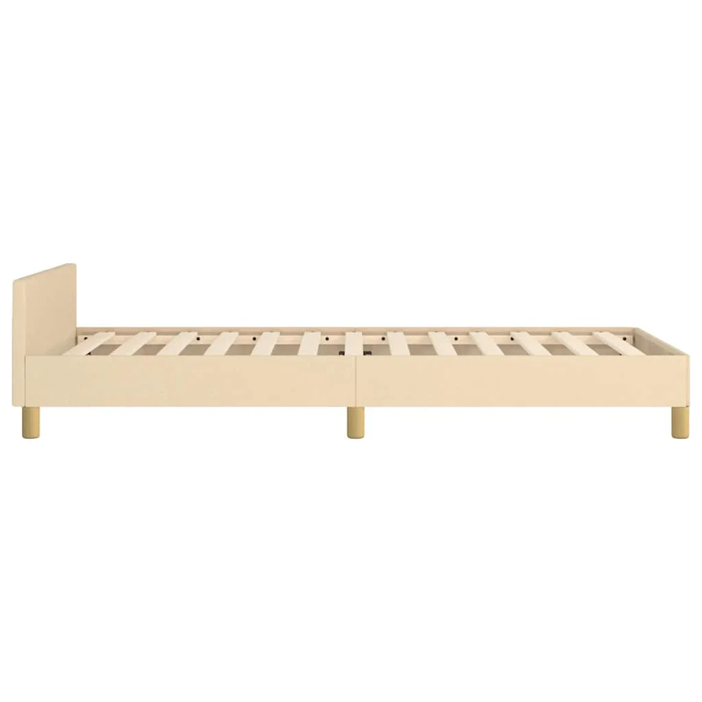Sengeramme med hovedgærde uden madras Creme 80x200 cm Stof - Image 6
