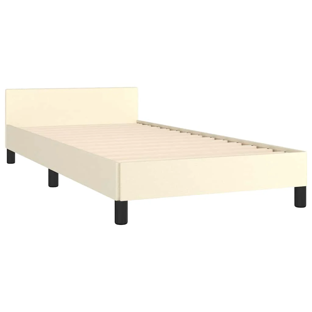 Sengeramme med hovedgærde uden madras Creme 90x200 cm - Image 4