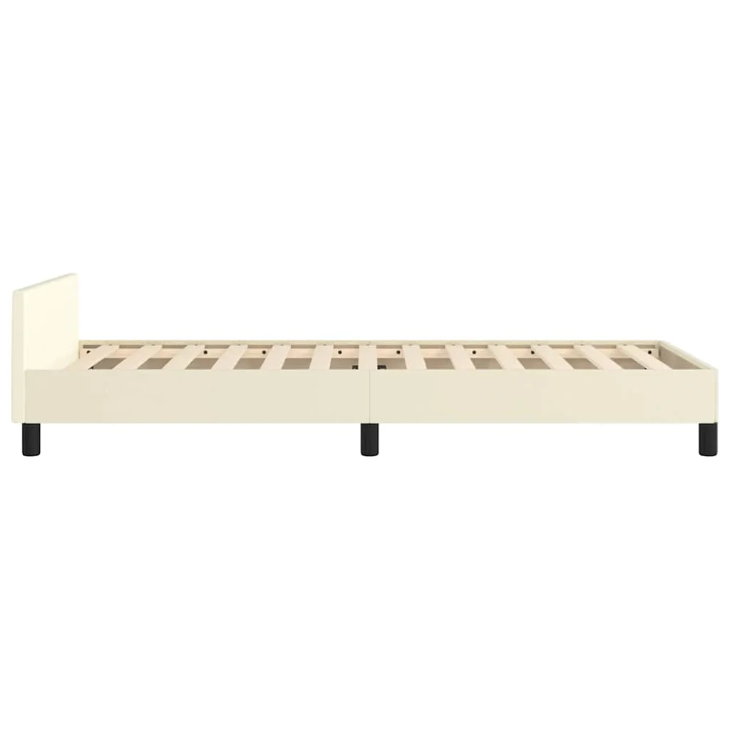 Sengeramme med hovedgærde uden madras Creme 90x200 cm - Image 6