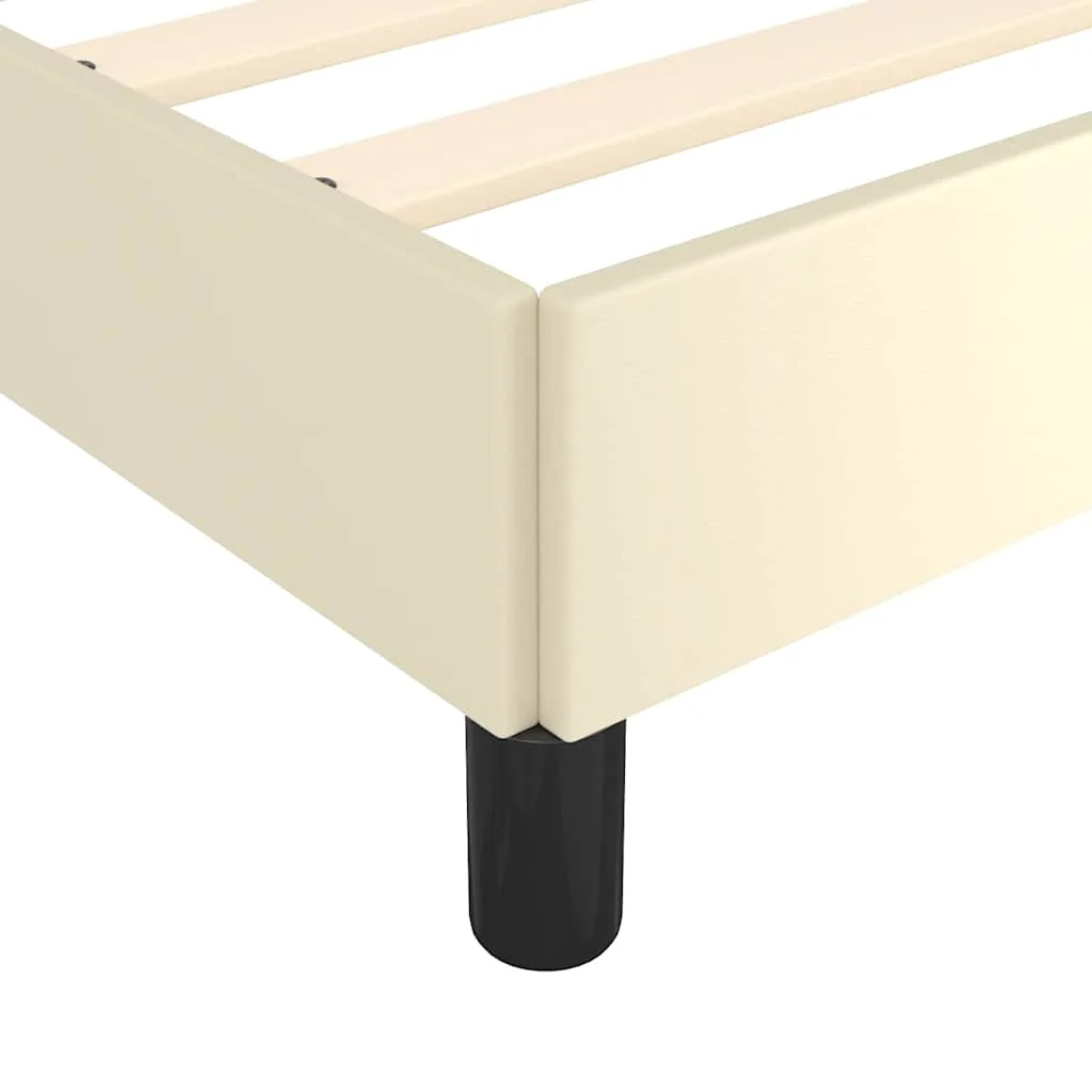 Sengeramme med hovedgærde uden madras Creme 90x200 cm - Image 7
