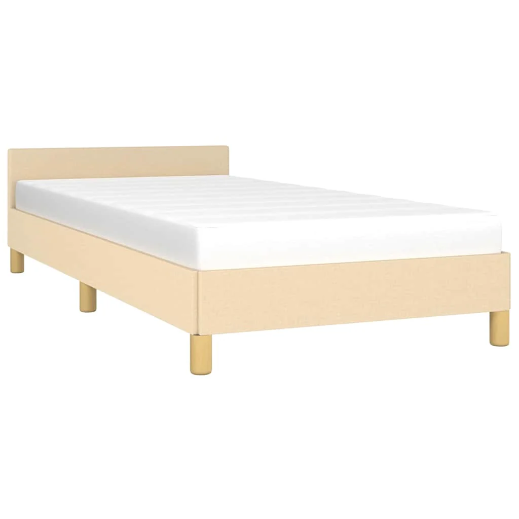 Sengeramme med hovedgærde uden madras Creme 90x200 cm Stof - Image 3