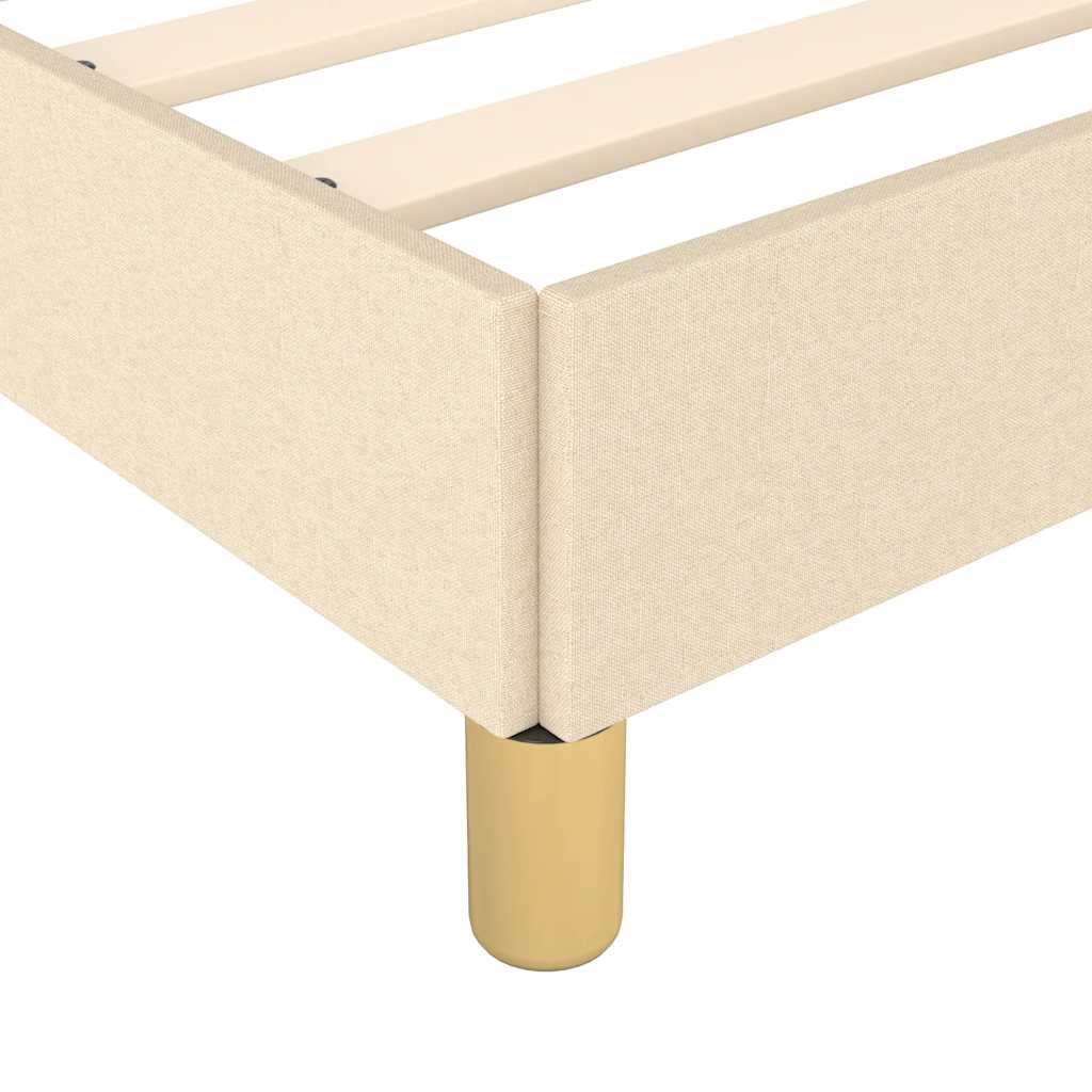 Sengeramme med hovedgærde uden madras Creme 90x200 cm Stof - Image 7