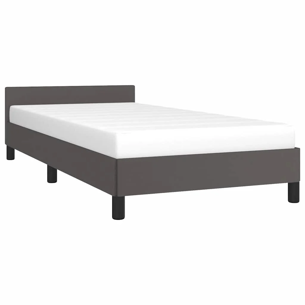 Sengeramme med hovedgærde uden madras Grå 100x200 cm - Image 3