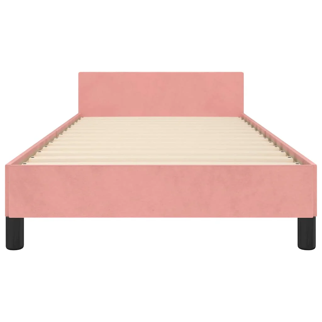 Sengeramme med hovedgærde uden madras Pink 100x200 cm Fløjl - Image 5