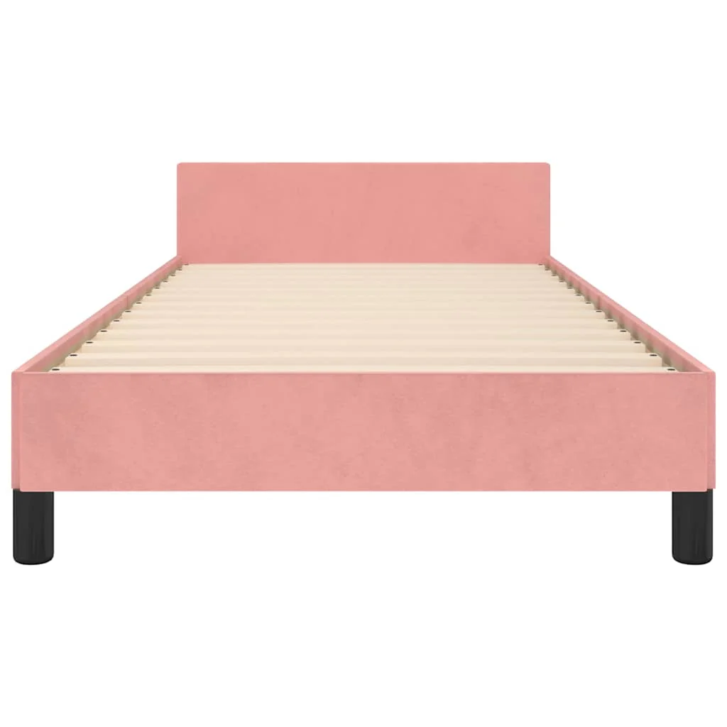 Sengeramme med hovedgærde uden madras Pink 80x200 cm Fløjl - Image 5