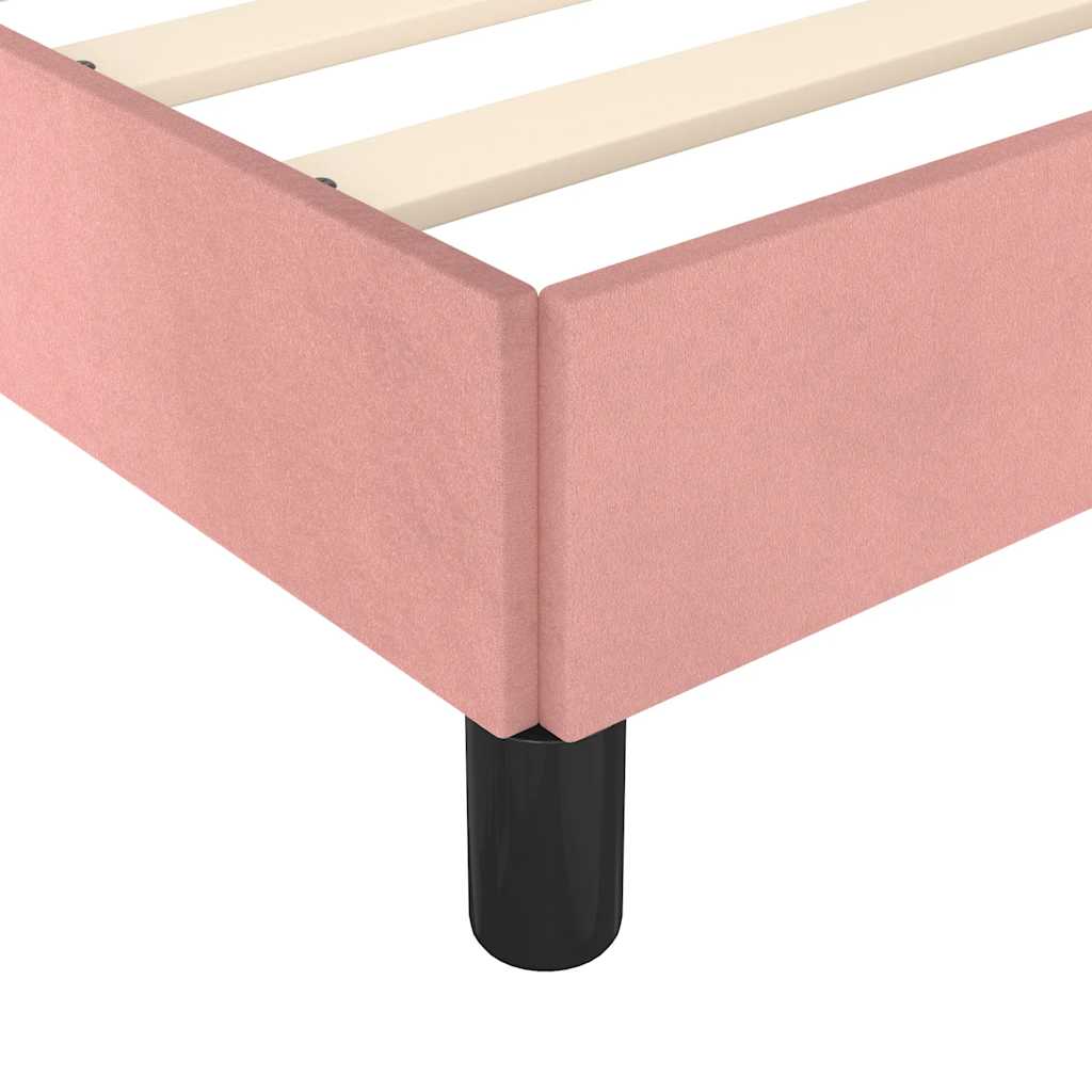 Sengeramme med hovedgærde uden madras Pink 90x190 cm Fløjl - Image 7