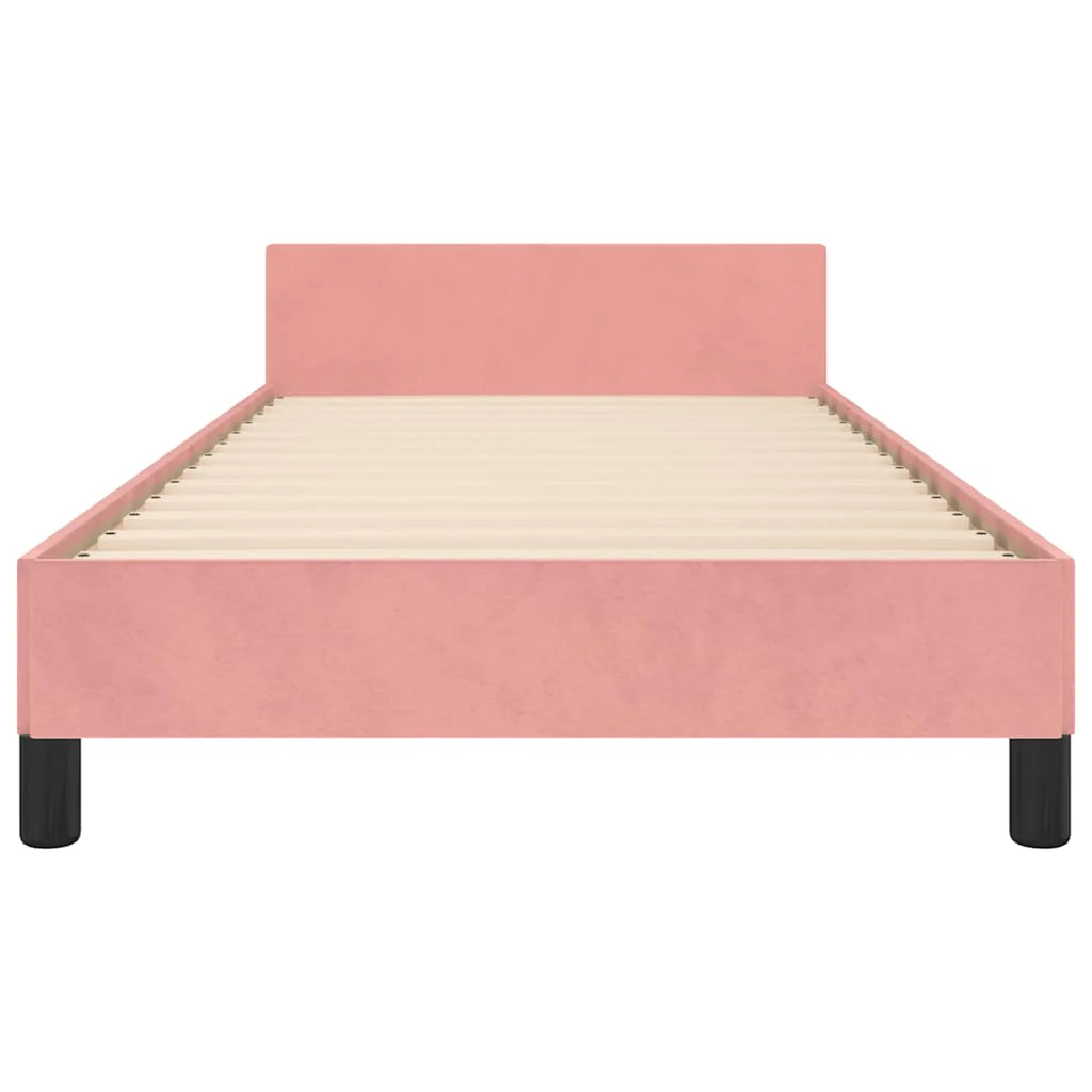 Sengeramme med hovedgærde uden madras Pink 90x200 cm Fløjl - Image 5