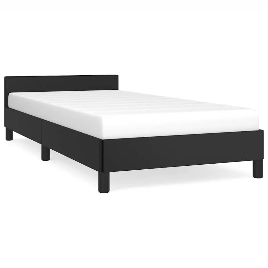 Sengeramme med hovedgærde uden madras Sort 100x200 cm - Image 2