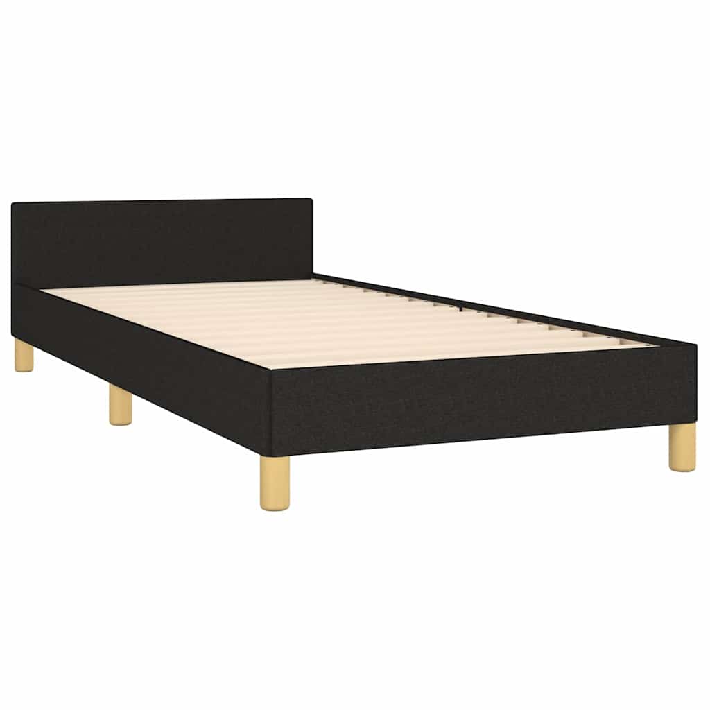 Sengeramme med hovedgærde uden madras Sort 80x200 cm Stof - Image 4